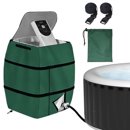DKINY Hot Tub Pump Cover, Spa Heater Pump Cover for Lazy Spa, Waterproof Dustproof Spa Accessories for Hot Tub, 420D Oxford Water Heater Pump Cover, Insulated Pump Cover for Outdoor Bathtub