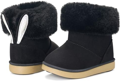 KVbabby Stivali Bambine Stivaletti da Neve Ragazze Caldo Fodera Bambini Stivali da Neve Scarpe da Invernali Antiscivolo Boots All'aperto EU21 =etichetta: 22 nero b