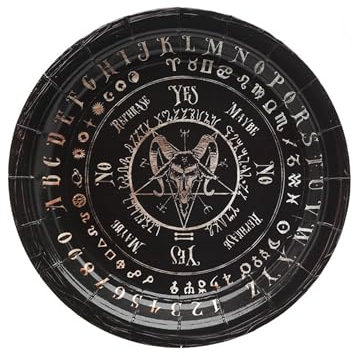 6 Assiettes en carton ouija 18 cm - Noir - Taille Unique