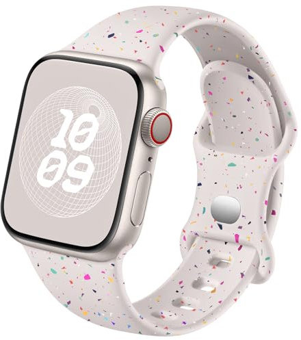 Epova Silikon Armband Kompatibel mit Apple Watch Armband 40mm 41mm 42mm 38mm, Weiches Atmungsaktiv Recyceltes Kunststoff Ersatz Sportarmband für iWatch SE Series 10 9 8 7 6 5 4 3 2 1, Polarstern