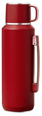 Simcat 1000ml Thermoskanne Thermosflasche 316 Edelstahl, Edelstahl Trinkflasche (hält 24 Stunden), Thermobecher, Isolierbecher, Isolierflasche mit Becher,Separater Teekammer‌‌ (Rot, 1000 ml)