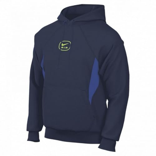 Nike Herren Air Fleece Bb Kapuzenpullover, Midnight Navy/Game Royal/Volt, S