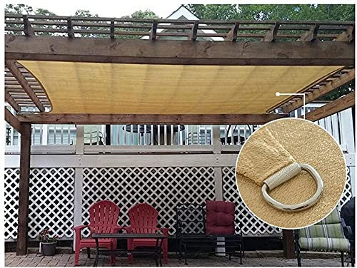 Tenda parasole rettangolare per pergola, 3 x 5 m, 185 g/m², in polietilene traspirante, con anello in acciaio inox, isolamento termico, per patio, patio, colore beige