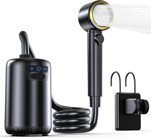 KZBUFCXZ Ducha portátil para camping, ducha al aire libre mejorada con pantalla Fahrenheit y bomba de batería recargable de 8000 mAh, IPX8, impermeable para campamento, senderismo, lavado de autos