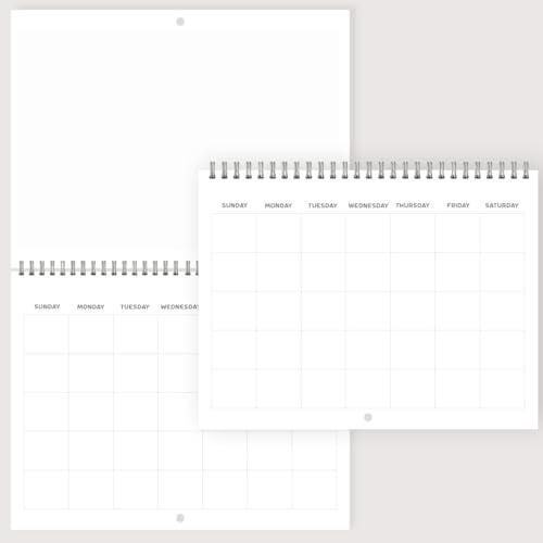Blanko-Scrapbook-Wandkalender – Blanko-Wandkalender, undatierter Fotokalender zum Selbermachen 2025, Spiralbindung, Monatskalender zum Aufhängen (30,5 x 22,9 cm, 200 g Karton, 24 Blatt)