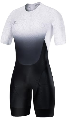 Santic Costume de triathlon pour homme - Combinaison de triathlon sans manches - Costume de triathlon rembourré - Manches courtes - Trisuit - Haute élasticité - Séchage rapide - Perte de poids
