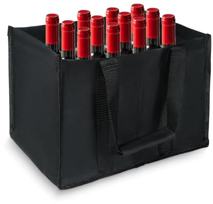LUKDUNG Flaschentasche 12 Flaschen, Flaschenträger für 1,5 Liter Flaschen, Tragetasche mit Trennwänden für Flaschen, Wiederverwendbar Handtasche für Getränketasche Bierflaschen Weinflasche