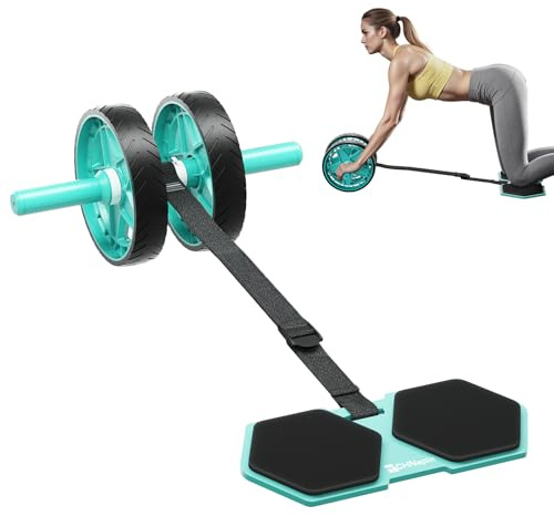 2025 Doppel-Rad Bauch-Roller für Core-Workouts – Rebound-Bauchrad mit verstellbarem Gummiband, leises und rutschfestes Bauchrad mit abnehmbarem Design, Knieschoner und elastischen Bändern