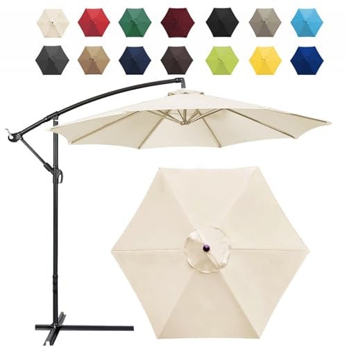 Sonnenschirm Ersatzbezug 200/230/250/270/280/300/350cm 6/8 Streben, Sonnenschirm-Stoffbezug Für Gartenschirm Terrassenschirm Sonnenschirm Ersatzbezug(White,6 RIBS: 280CM/9.1FT)