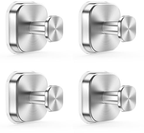 homeasy 4 Pièces Crochets Ventouse Puissants Sans Perçage, Inox, Argenté | Étanche, Porte Serviette Cuisine & Salle de Bain, Idéal Fenêtres et Surfaces Lisses