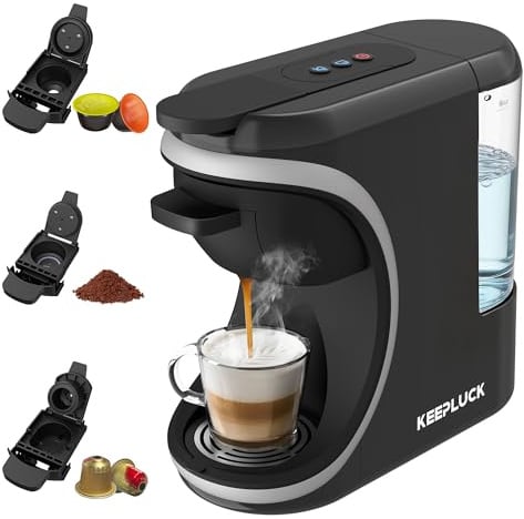 KEEPLUCK Cafetera de cápsulas 3 en 1 para Nespresso Original/para Dolce Gusto/polvo, compacta y ahorra espacio, 600 ml (ST-551)