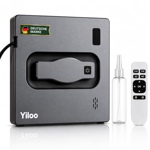 YILOO Smart Fensterputzroboter mit 4-fach Sprühsystem, Starker Saugleistung & Intelligenter Navigation – App- & Fernbedienung, Automatische Randerkennung, Integrierter Wassertank & Sicherheitsseil