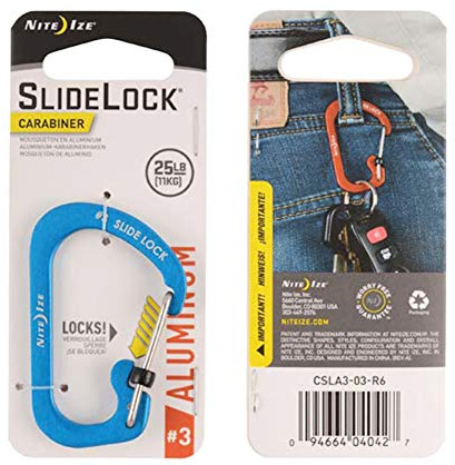 Nite Ize CSLA3-03-R6 Aluminum Carabiner Slidelock, Blue, Size 3