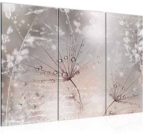 Runa Art Wandbilder Pusteblume Bild XXL Wohnzimmer Schlafzimmer Rosa Grau Blumenwiese 120 x 80 cm 3 Teilig 205531b