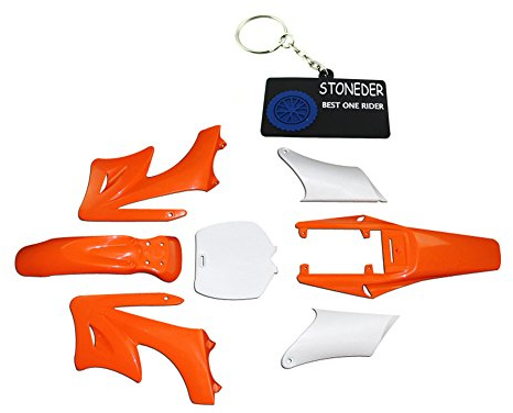 Kit de 7 pièces de carrosserie orange en plastique haute résistance Stoneder, garde-boue, carénage, pour mini moto de cross chinoise Apollo Orion 47 cc - 49 cc, 2 temps