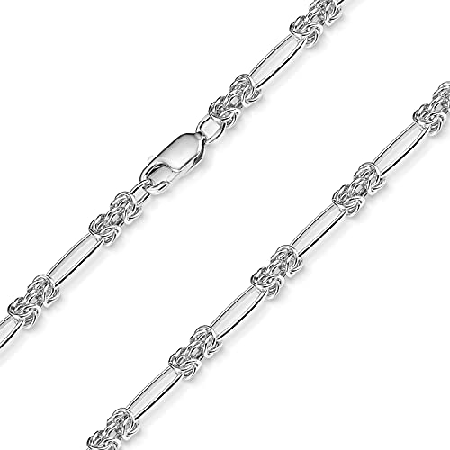 MATERIA Damen Collier Königskette 3,5mm gezogen 925 Sterling Silber rhodiniert inkl. Collierbox #K82, Länge Halskette:45 cm
