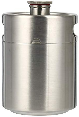 Bierfass im Minikeg Growler Stil Biermaterialien aus Edelstahl, zum Befüllen von Bier, Doppelgriffe, für Zuhause. Picknick, Camping (5L)