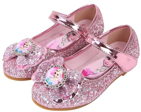 FStory&Winyee Mädchen Prinzessin Schuhe Kinder ELSA Sandalen Partei Glitzer Kristall Schuhe Mädchen Kostüm Zubehör Karneval Verkleidung Party Aufführung Fasching Tanzball, Pink, 29 EU