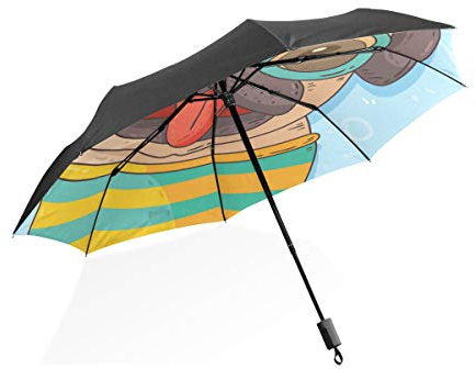 Montoj, niedlicher Mops-Regenschirm, UV-Schutz