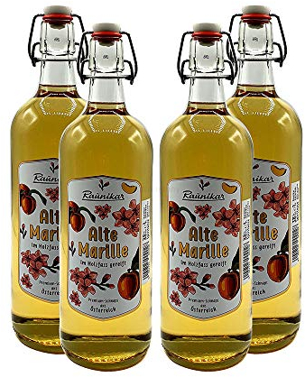 Raunikar - 4er Set Alte Marille Schnaps - 4x 1L (38% Vol)- [Enthält Sulfite]