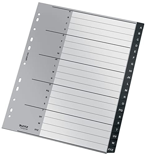 Leitz Register mit 20 Taben, A-Z, Extrabreit, Recycle-Serie, Schwarz, 12190000