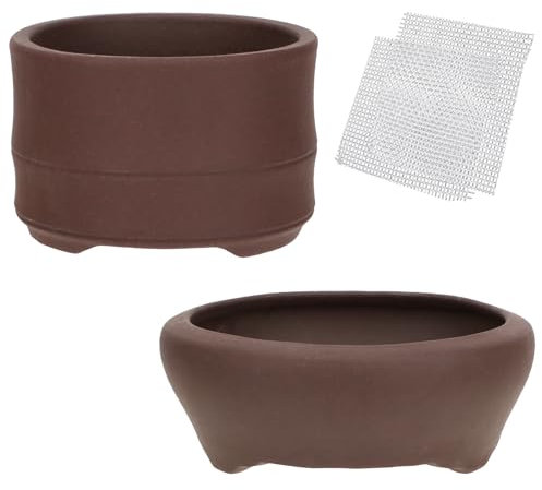 Lot de 2 pots de fleurs ronds en céramique non émaillée 7,6 cm + 9,4 cm