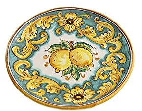 ILAB Piatto piccolo in ceramica decorata a mano da ceramisti siciliani di Santo Stefano di Camastra limoni art 14