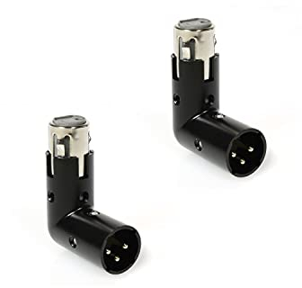 LyxPro XLR-Winkeladapter Dual Male and Female can be positioned to 4 Different Angles Right Left and 90 Degree Great for Mixers That Interfere with Other Applications - 2 Pack