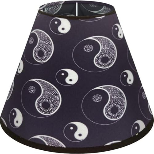 Wogati® Premium Lampenschirm | Größe: S | ØU:20cm | Farbe: Schwarz Ying Yang | E14/E27 | konisch | Baumwolle | für Stehlampen, Hängelampen, Tischlampen, Deckenlampen