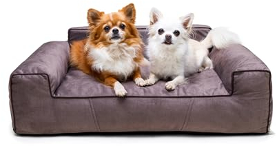 Bjird Hundebett - Hundekorb für kleine mittelgroße & große Hunde - Hundekissen - Hundesofa - Bezug abnehmbar und waschbar - Glamour New - Größe: M: 78 x 53 cm - Braun Fancy