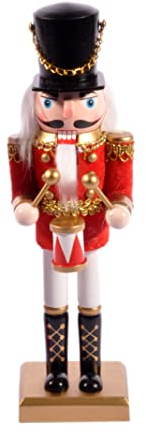Ciao- Schiaccianoci Natale Soldatino con tamburo (24cm) in legno e tessuto, rosso/nero