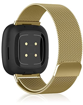 ZoRoll Armband Kompatibel mit Fitbit Versa 4 / Fitbit Sense 2, Edelstahl Ersatzarmband Mesh Metall Uhrenarmband Kompatibel mit Fitbit Versa 4 / Fitbit Sense 2 - Gold