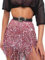 Springcmy Damenrock, Boho-Rave-Rock, Fransenrock, Glitzer-Pailletten, Quastenrock, Bauchtanz, Hüftschal, Rave, Party, Festival, Outfit, A-Pink, Einheitsgröße