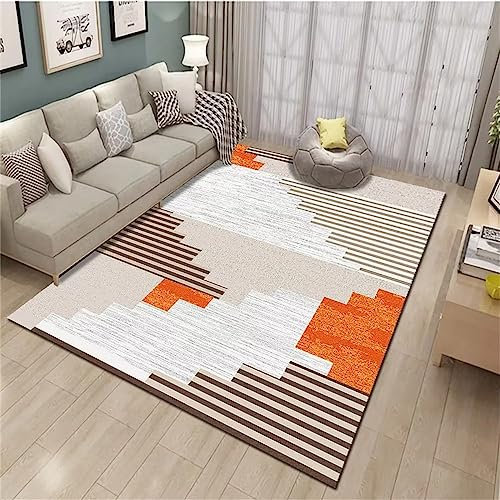 RUGMRZ Webteppich Weicher Teppich Orange grau rechteckiges geometrisches Design Wohnzimmer Teppich Schall dämmung 100 x 160 cm