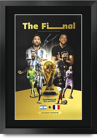 HWC Trading FR A3 Lionel Messi World Cup 22 Final Programme Printed Memorabilia Signed Autograph Poster for Football Fans and Supporters - A3 Framed