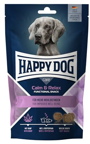 Happy Dog Care Snack Calm & Relax mit Hanf, 100 g Hundesnack | Funktioneller weicher Snack mit Hanf, L-Tryptophan & Magnesium, getreidefrei, Made in Germany