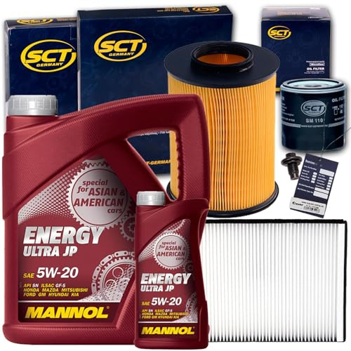 Filterset Inspektionspaket+Mannol 5W20 | SM110,(OC1051)+SB2188+SA1306+52110+MN1801 für Cmax 2 Focus 3 Kuga 2 Transit