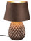 Reality Leuchten Tischleuchte Ariana R51531926, Sockel Keramik Braun, Schirm Samt Braun/Goldfarbig, exkl. 1x E27