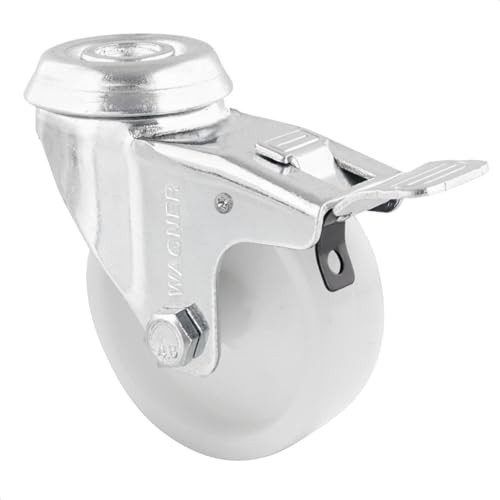 Wagner 23367501 Roulette pivotante en acier galvanisé Blanc Ø 75 mm Hauteur 90 mm Charge maximale 60 kg