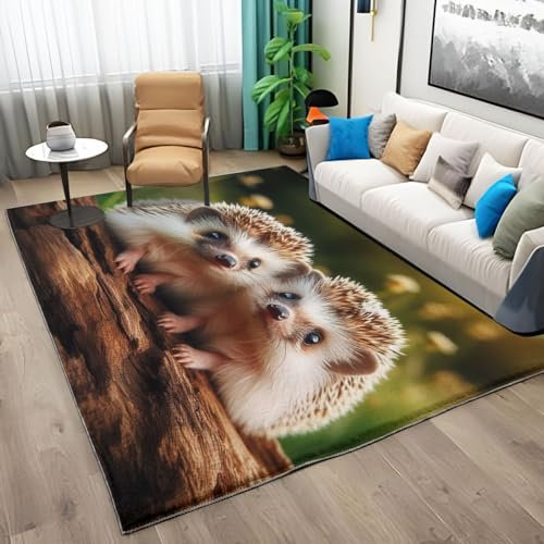 Teppich Tier Kleiner Igel 160x230 cm Wohnzimmer Teppich Schlafzimmer Teppich Modern Waschbarer Kurzflor Teppiche rutschfest Flauschig Weiche Teppiche
