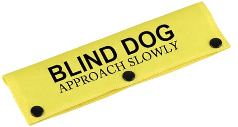 Visual Impairment Dog Leash Sleeve Blind Dog Approach Dog Leash Wrap Sleeve Alert Tag Pet Birthday Gift (Blind Slowly-YE Sleeve)