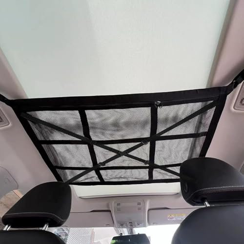 7WUNDERBAR Gepäcknetz Auto Gepäcknetz Autodach, Aufbewahrung Gepäcknetz Decke,Camping Zubehör für Vier Dach Armlehnen,Van,SUV, 90 * 65cm (9-Stücke)