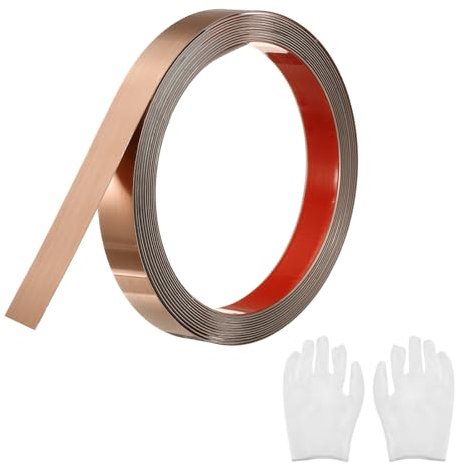 QUARKZMAN Baguette de Moulure Auto-Adhésive en Acier Inoxydable, Finition Or Rose Brossé à Coller, avec Gants, Moulure Décorative pour Miroir Mural, 0,78 x 16,4 Pieds