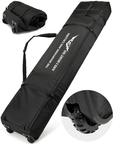 BlesMaller Snowboardtasche mit Rollen gepolster Reise Skisack verstellbare Skitasche für 170cm Snowboard Skischuhe & Skiausrüstung
