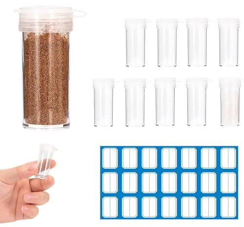 10 Pièces Mini Salieres et Poivrieres avec Étiquettes, Saliere Et Poivriere De Table avec Couvercle, Sel et Poivre de Tabl 6g, Salière Portable Sel Poivre pour Camping, Bivouac,Cuisine Extérieure,BBQ
