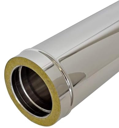 ALLINOX Tubo Coibentato L500 mm Doppia Parete Acciaio INOX Modulo Per Canne Fumarie Con Isolamento Termico (DN 80/130)