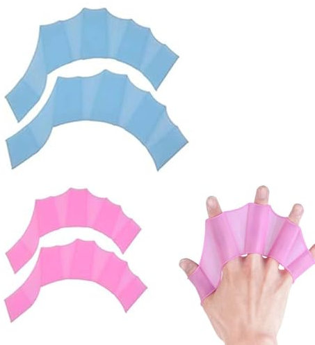 LAKJUOZ 2 Paires Gants D'Entraînement De Natation,Gants Palmés Pour Les Doigts De Natation,Palmes Natation Pour Les Mains,Équipement D'Entraînement À La Natation Pour Adultes Et Enfants (M/L)