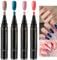 4Pcs 3 in 1 Gel Nail Polish Pen,One Step Gel Nail Polish,Blue Nail Art Pens,Quick Dry Nail Polish,Brown Nail Polish Gel,Gel Polish Set for Woman,Pink Nail Varnish Pen,Soak Off UV Led Nail Varnish(#5)