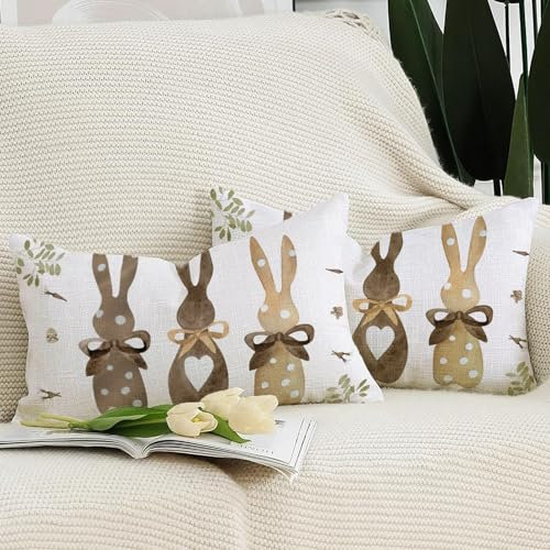 Vorysum 2er Set Ostern Kissenbezug 30x50 cm Kaninchen Osterdeko Sofakissen Geschenk Blumen Karotte Kissenbezüge Frühling Kissenhüllen Deko Urlaubsparty Picknick Outdoor Garten