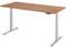 bümö höhenverstellbarer Schreibtisch 180 x 80 cm in Nussbaum, Gestell Silber - Höhenverstellbar Elektrisch Stehpult mit 3-Fach Speicher, Computertisch, Ergonomischer Steh-Sitz Tisch, Bürotisch